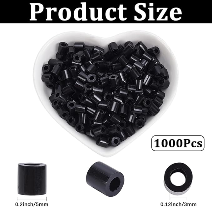 sofpalte 1000pcs black melting beads bulk 5mm iron beads black bulk with 3mm hole inventory refill pack compatible hama melting crafts for diy crafts handmade decoration birthday gifts adults