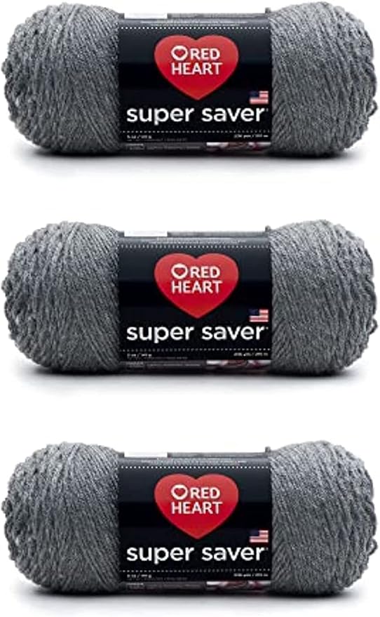 Red Heart Super Saver Gray Heather Yarn - 3 Pack of 141g/5oz - Acrylic - 4 Medium (Worsted) - 236 Yards - Knitting/Crochet