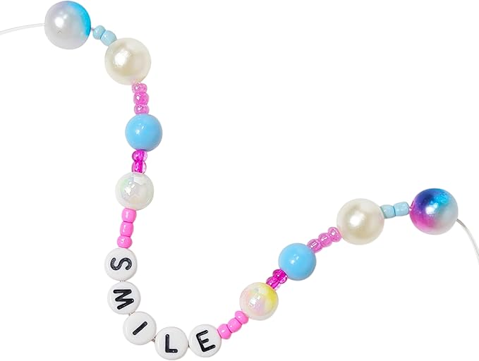 luv her beading kits - necklace making kit & diy friendship bracelet kit for girls - includes 60x 6mm verbiage, 8mm pearl beads & more - jewelry making craft kit for kids ages 6+
