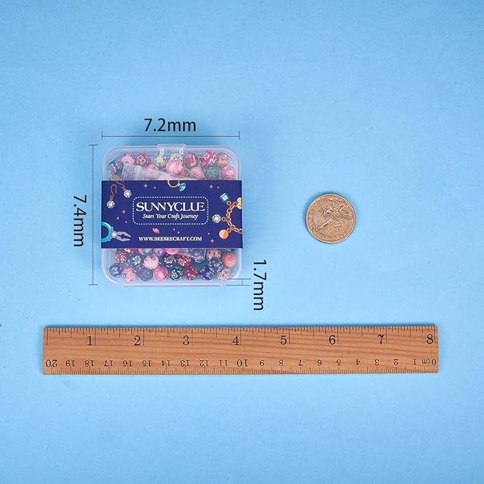 SUNNYCLUE 1 Box DIY 1 Set 8mm Polymer Clay Bead Rosary Necklace Bracelet Making Kit Alloy Jewelry Making Kit for Adults Beginners