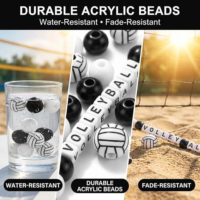 567 Pcs Volleyball Beads Keychain Making Kit, DIY Durable Acrylic Beads, Gifts for Team, Players, Coaches, Fans, for Outdoor Play, Practices, Tournaments, Party Favors & Backpack Accessories