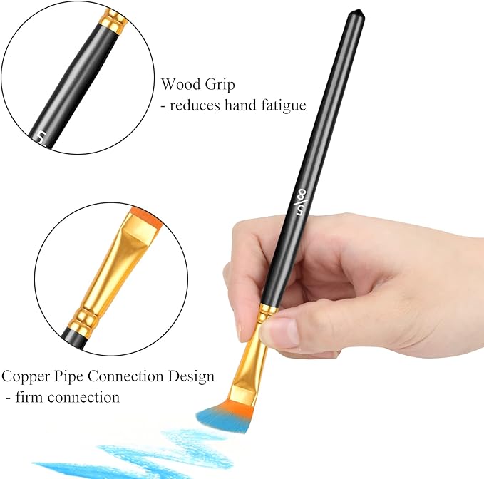 20 Pcs Paint Brushes, Acrylic Painting Brush Set, Watercolor Brushes, Acrylic Brushes for Oil Watercolor, Miniature Detailing, and Rock Painting