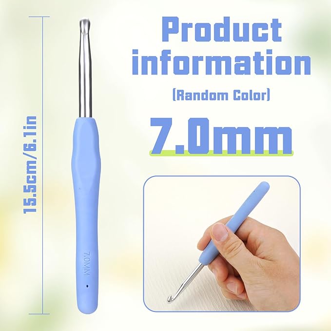 Crochet Hook, 7.0 mm Ergonomic Crochet Hook, Crochet Needles, Ergonomic Handle Crochet Hooks, Knitting Needles with Soft Handle Beginners and Experienced Hobbyists (7.0 mm)