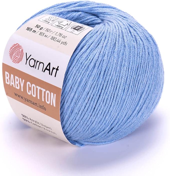 YarnArt Baby Cotton Yarn - Soft, 50% Cotton 50% Acrylic, 1.76 Oz, 180.44 Yds (1, 448)