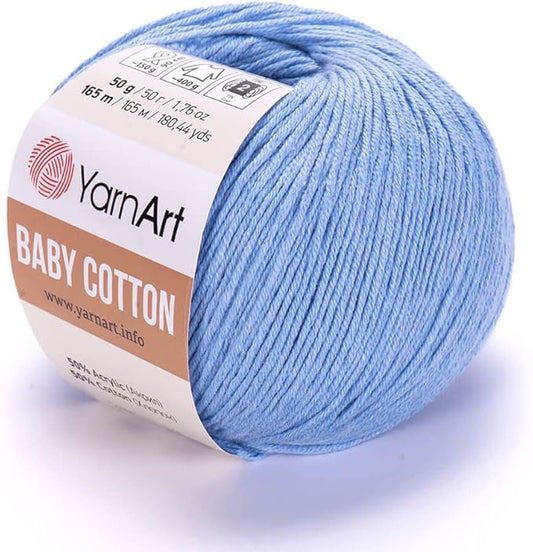 YarnArt Baby Cotton Yarn - Soft, 50% Cotton 50% Acrylic, 1.76 Oz, 180.44 Yds (1, 448)