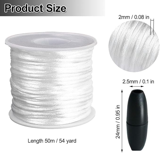 Ewparts Breakaway Clasp with Lanyard String 30 Pairs Breakaway Clasps Beads Barrel Connectors for Lanyard with 50m 2mm Nylon Cord for Bracelets,Necklace,Jewellry Making Breakaway Clasp (White)