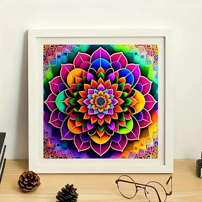 CXYQLC DIY 5D Diamond Painting Kits for Adults Diamond Art Mandala Flowers Floral Diamond Painting Full Drill Crystal Rhinestone Embroidery Craft Kits for Home Wall Decor Gifts 11.8x11.8inch