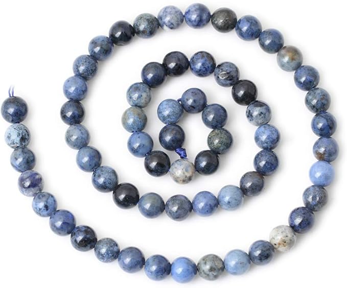 cheavian 60pcs 6mm natural dumortierite gemstone round loose stone beads for jewelry making crafts design 1 strand 15"