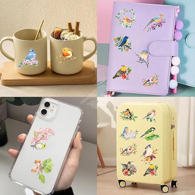 50Pcs Waterproof Vintage Stickers,Scrapbooking Supplies Kit,Aesthetic Decorative Craft Sticker for Planner, Bullet Journaling, Junk Journal, Water Bottles, Laptop, Retro Craft.Bird