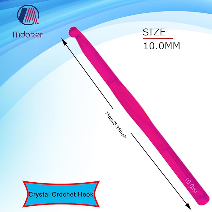 Mdoker 10mm Large Crochet Hook,Big Crochet Hooks for Chunky Yarn,Ergonomic Giant Hooks,Huge Crochet Hooks for Knitting Yarn,Beginners and Experienced Crochet Lover