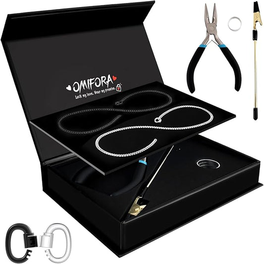 omifora Permanent Bracelet Kit with Ring-Shaped Clasp,DIY Romantic Infinity Jewelry for Couples,Friends & Family,Gift for Anniversaries,Mother’s Day & Birthdays(Black&Silver)
