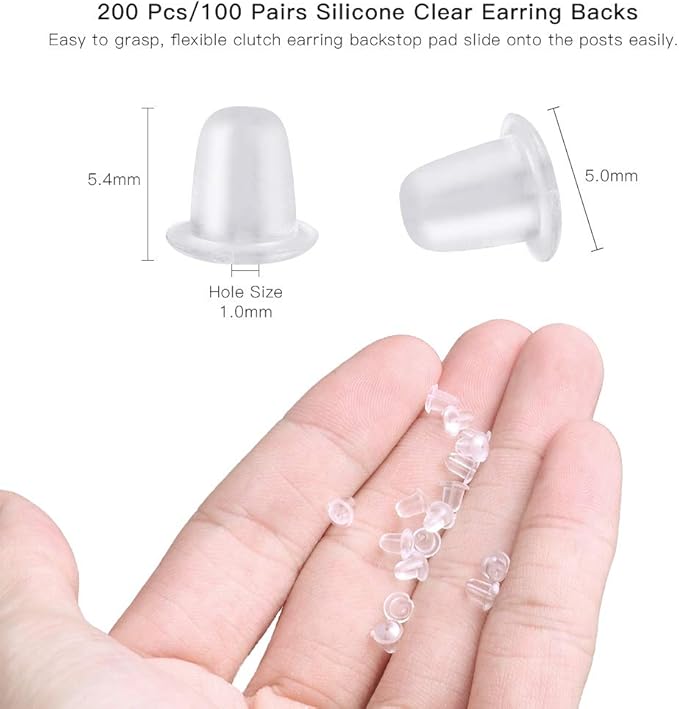 200 pcs/100pairs 925 sterling silver and gold earring hooks,hypo-allergenic fish earring hooks earwires for diy jewelry making supplies with 200 pcs soft silicone earring backs