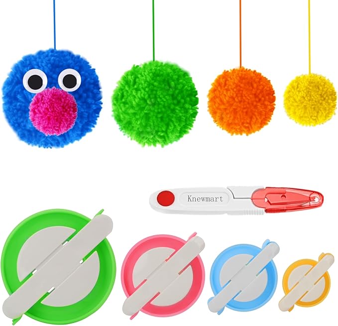 Knewmart Pompom Maker,4 Sizes Pom pom Makers for Fluff Ball Weaver Needle Craft DIY Wool Knitting Craft Tool Set Decoration (5)