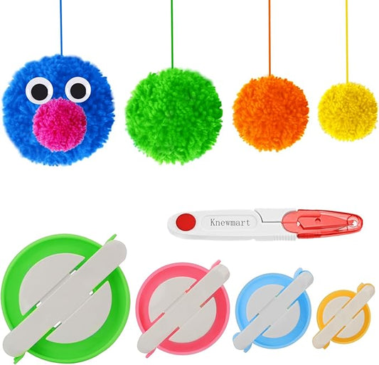 Knewmart Pompom Maker,4 Sizes Pom pom Makers for Fluff Ball Weaver Needle Craft DIY Wool Knitting Craft Tool Set Decoration (5)