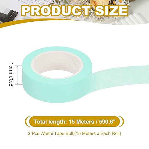 PATIKIL 33 Yard Washi Tape, Colored Masking Tape Adhesive Decorative Stickers for DIY Craft Art Gift Wrapping Journal Scrapbook Planner, Light Blue
