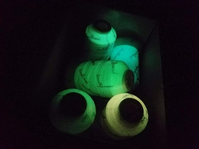 Simthread Glow in The Dark Thread, Polyester Embroidery Thread, 5 Spools 550 Yards Each, for Home Embroidery and Sewing Machine