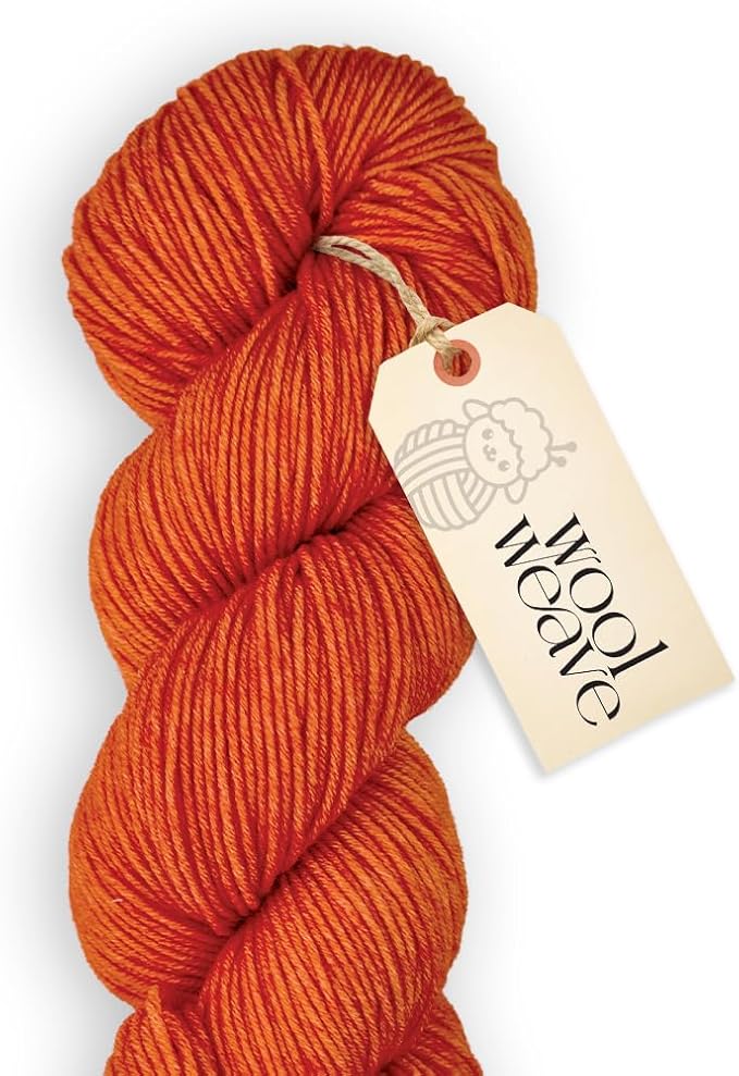 Superwash Merino Wool Yarn for Knitting & Crocheting - Premium Hand Dyed Orange Yarn, 100gr, 240 Yards, Dk Weight - Luxurious, Soft & Durable