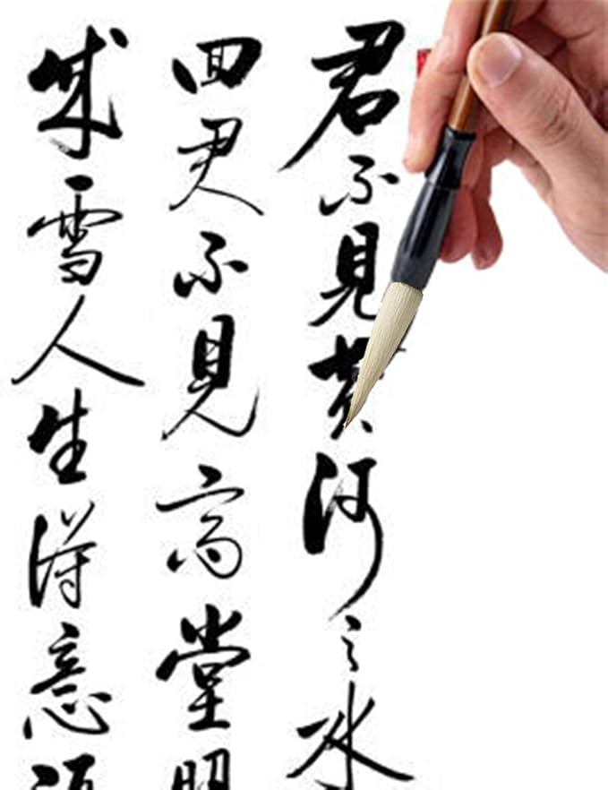 Befiy Chinese Calligraphy Brush, Writing Drawing Watercolor Ink Brushes Hubi Painting Kanji Sumi Wolf Bamboo Brushes Set for Professional Beginner (White)