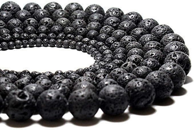 Natural Black Lava Round Genuine Stone Beads - 100pcs, 10mm, Hole 1mm, DIY for Essential Oil Yoga Bracelet Necklace Earrings Jewelry Making