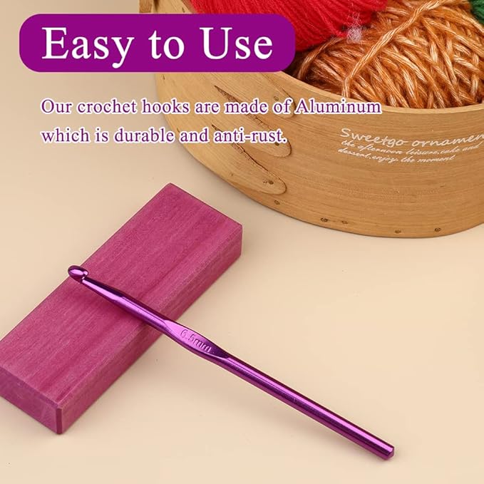 6.5mm Aluminum Crochet Hook, Smooth Crochet Needles, Knitting Needles for Yarn Craft, Great Handmade DIY Present for Friends, Random Color