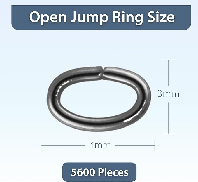 Mandala Crafts 5600 Pcs Oval Gunmetal Jump Rings Kit - 4X3mm, 0.5mm Wire, Nickel &, Tarnish & Rust Resistant, Ideal for Jewelry Making & Crafting