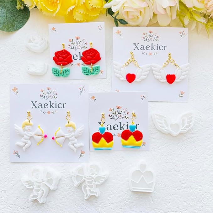 Valentine’s Day Polymer Clay Cutters Set – Romantic Polymer Clay Molds, Clay Cutters, Clay Earring Cutters, Clay Tools