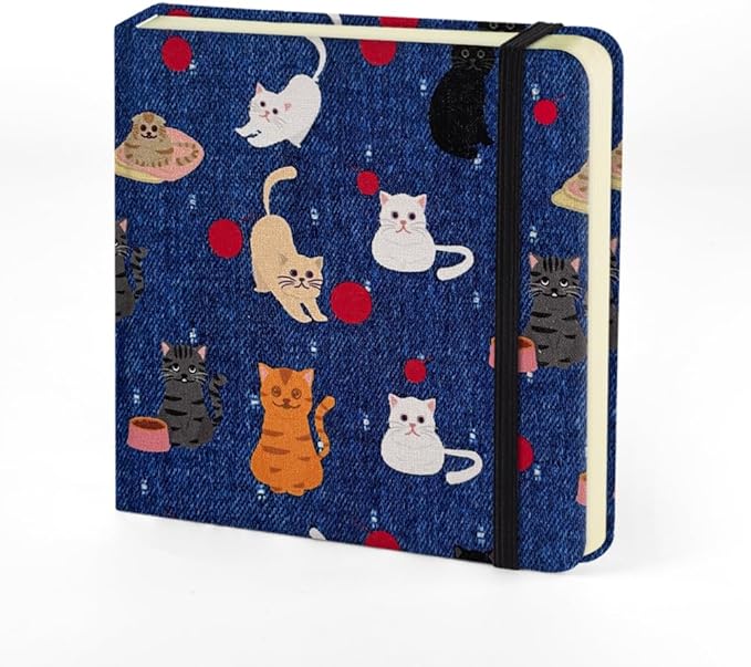 Mifuner 4.8x4.8in 80gsm Mini Notebooks Art Blank Pages Sketchbooks Travel Journal Pocket Hardcover Paint Writing Notebook Blank Diary Memo Planner Sketchbook Fabric Cover.Red Ball
