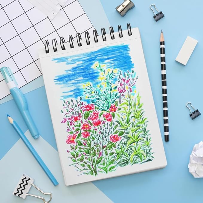 5.8x8.3in Sketch Book, 60Sheets Spiral Bound Notebooks, Bright White 92lbs/150gsm Acid-Free Drawing Paper for Painting,Sketching, Professional Sketch Pad for Artists, Beginners. BW-Light Coffee