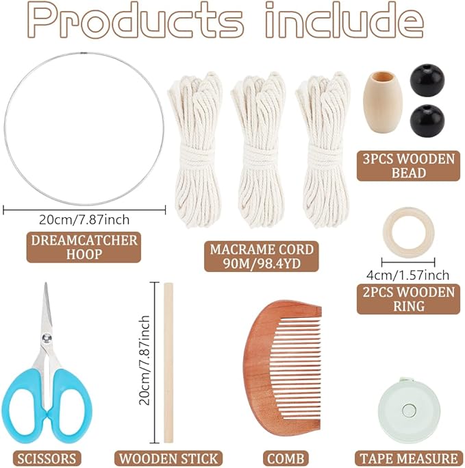 FREEBLOSS Macrame Owl Kit for Beginners Macrame Wall Hanging Kit DIY Macrame Kit with Video Tutorial Macrame Hanging Decor for Adults Gift, Naturally white