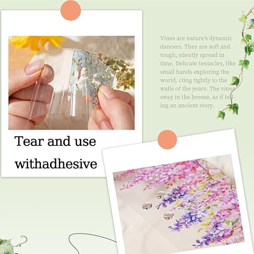 3 Rolls Floral Washi Tape - Colorful Rose Vine Flower Tape Stickers, Self-Adhesive Green Leaf PET Tape, Decorative Tape for Crafts, Scrapbook, Journal, Notebook, Photo Album, Gift Wrap