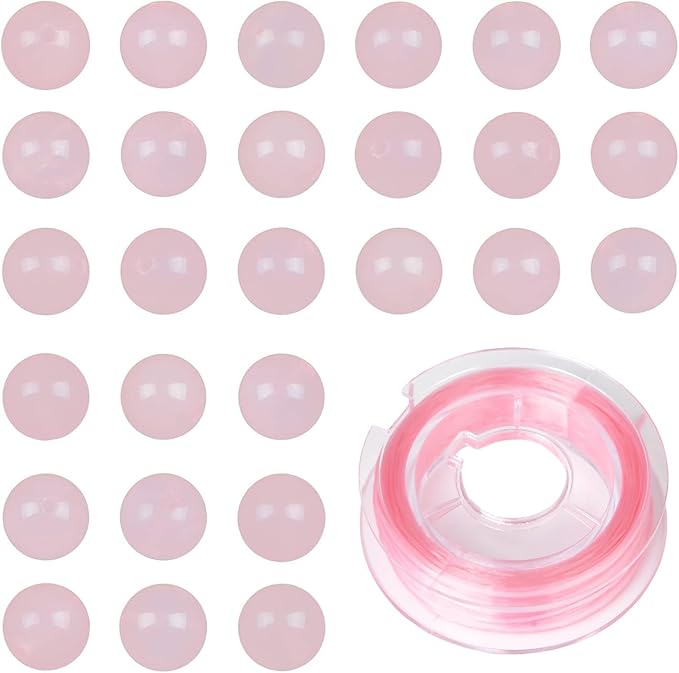 bymitel 210pcs natural crystal beads stone gemstone round energy healing loose beads with stretch cord for jewelry making bracelets anklets (rose quartz, 6mm 210pcs)