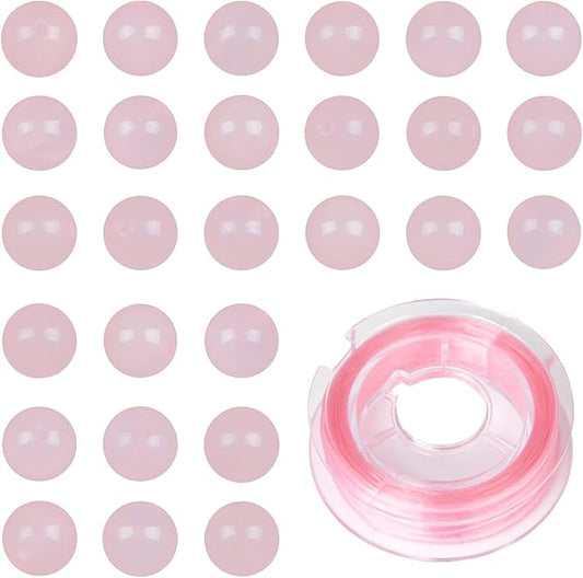 bymitel 210pcs natural crystal beads stone gemstone round energy healing loose beads with stretch cord for jewelry making bracelets anklets (rose quartz, 4mm 210pcs)