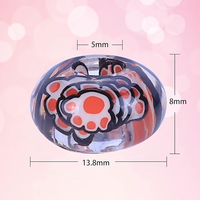 AIPRIDY Girls' Lucky & Spacer Beads - European Craft Amber Beads for DIY Charms Bracelet Jewelry Making (Bear Claw Black & Orange)