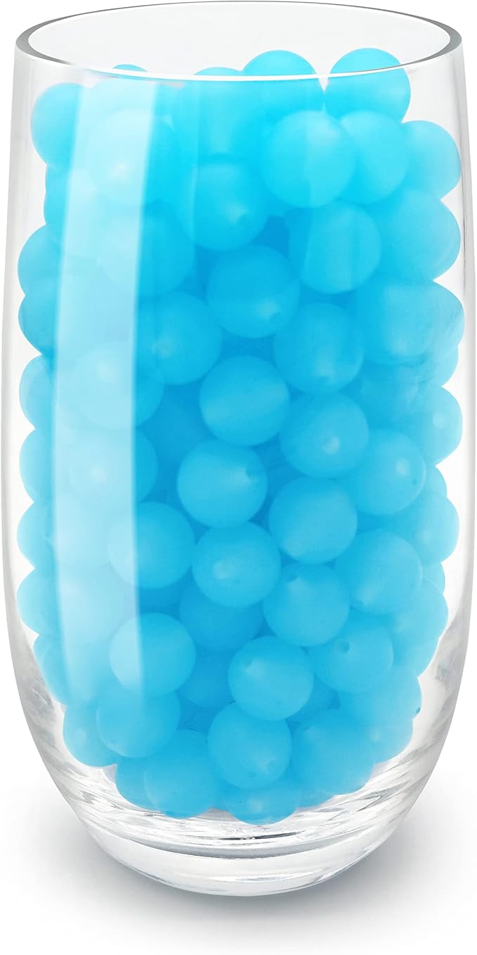 DIYOMR 100Pcs Silicone Beads, 15mm Silicone Beads for Necklace Bracelet Round Silicone Beads for Pens Bulk Silicone Beads for Keychain Making (15mm,Crystal Blue)
