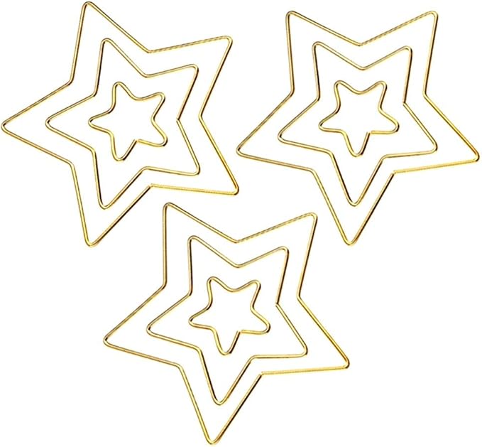 12 Pieces Assorted 4 Sizes Moon Star Heart Shaped Dream Catcher Rings Macrame Gold Metal Hoops for Floral Wreath Wall Hangings DIY Craft Supplies Home Decor (Star)