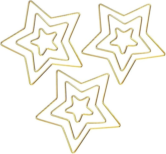 12 Pieces Assorted 4 Sizes Moon Star Heart Shaped Dream Catcher Rings Macrame Gold Metal Hoops for Floral Wreath Wall Hangings DIY Craft Supplies Home Decor (Star)