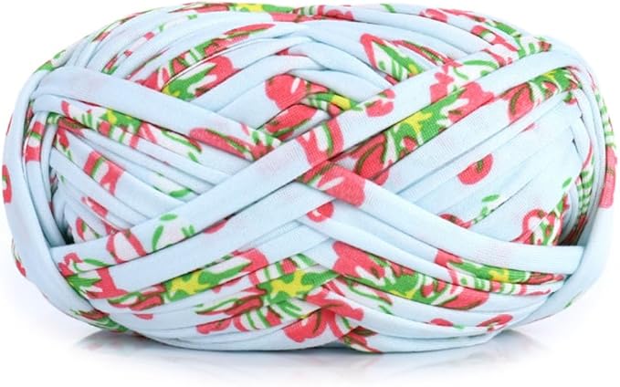 iSuperb 1 Pack Knitting Yarn Colorful Cloth T-Shirt Yarn Fabric Crochet Cloth for DIY Knitted Art Basket Bag - 100g