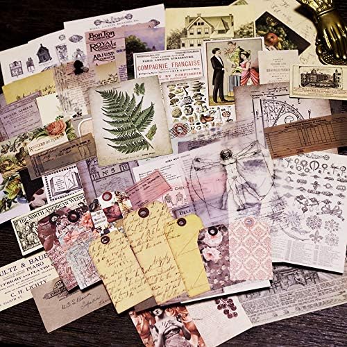 CATaireen Vintage Junk-Journal Mixed Paper Scrapbooking Embellishments Set Retro Journaling Decoupage Stickers Textured Packaging Decorative Cards Tags Kit (Old Photos 3)