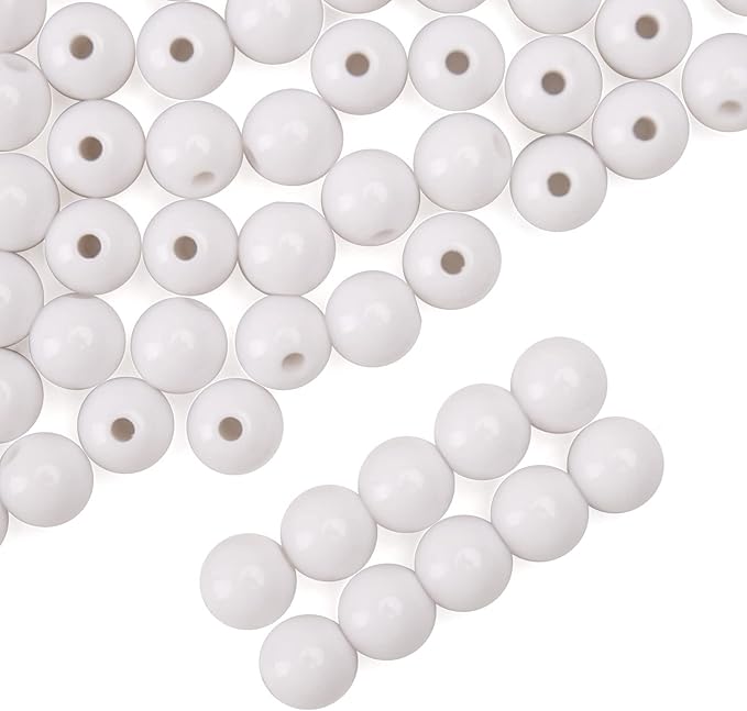 bonny boxx 60pcs 16mm smooth white acrylic round beads, plastic resin bubblegum balls chunky gumball beads for necklace and bracelet making, crafting supplies