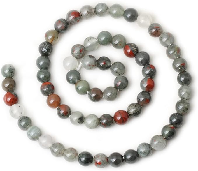 cheavian 60pcs 6mm natural african bloodstone gemstone smooth surface round loose beads for jewelry making 1 string 15 inches