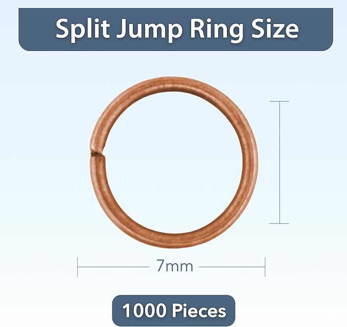 Mandala Crafts Assorted Antique Copper Color Jump Rings Jewelry Findings Metal O Rings for Jewelry Making Supplies - 1000 7mm Small Open Jump Rings Kit for Necklace Earring
