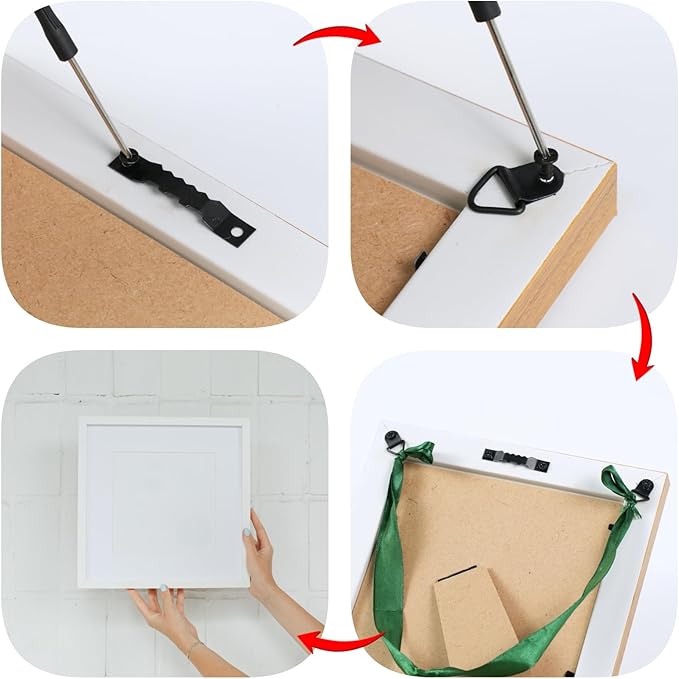 251Pcs Picture Hanging Kit, Include 50 Sawtooth Picture Hangers, 50 D Rings, 150 Screws and Screwdriver, Heavy Duty Picture Frame Hanging Hardware for Wall Artworks Frame Canvas Mounting