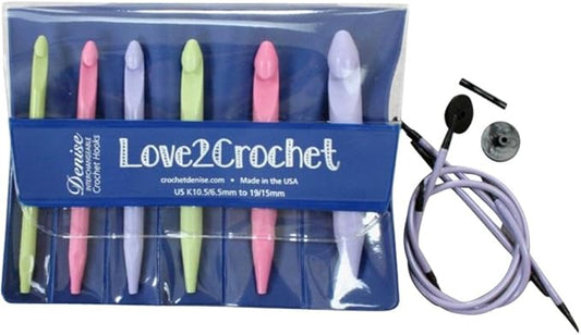 Love2Crochet Interchangeable Crochet Hook Set, USK 10.5/6.5mm-19/15mm (Pastel)