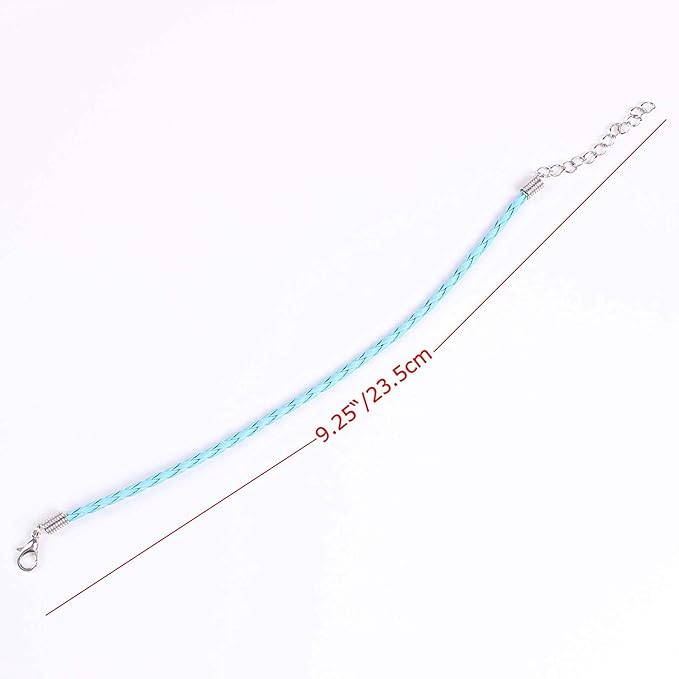 Onwon 50 PCS Mixed Color Leather Lace Plaited Bracelet Cords DIY Jewelry Making Handicrafts Braided Ropes with Lobster Clasps Extended Chain for Wrist Charms Bracelets Jewelry Making
