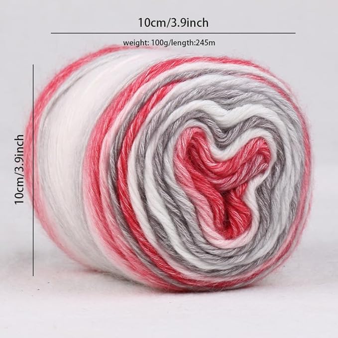 Crocheting Knitting-Gradient Cake Yarn, Soft Multicolor Medium-Fine Blended Yarn, Weight 100 Grams, Contains 60% Cotton 30% Acrylic 10% Wool. Suitable for Scarf, Gloves, Shawl, Blanket.(1158)