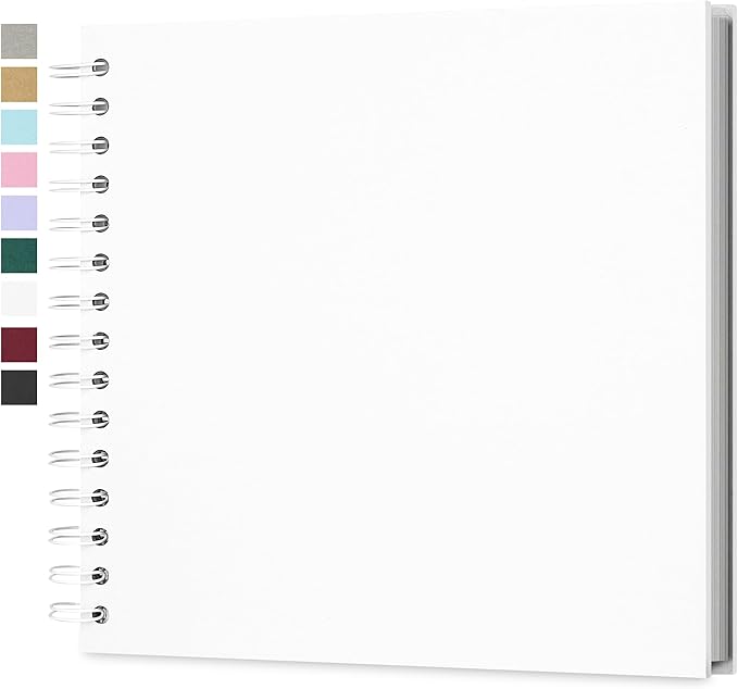 8 x 8 Inch DIY Scrapbook Photo Album Hardcover Kraft Blank Page Acid-Free 40 Pages (20 Sheets) Memory Book for Wedding Anniversaries Family Baby Memories Small Scrapbooking Projects, White