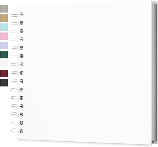 8 x 8 Inch DIY Scrapbook Photo Album Hardcover Kraft Blank Page Acid-Free 40 Pages (20 Sheets) Memory Book for Wedding Anniversaries Family Baby Memories Small Scrapbooking Projects, White