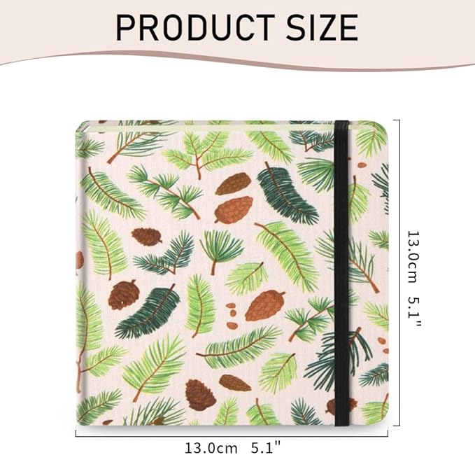Mifuner Small Square 5x5 80gsm Mini Notebooks Blank Pages Sketchbooks Travel Journal Pocket Hardcover Paint Writing Notebook Blank Diary Memo Planner Sketchbook Fabric Cover, Pinecone