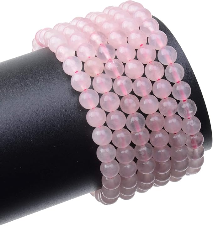 LPBeads 200Pcs Polished 6mm Round Natural Rose Quartz Gemstone Loose Beads with Stretch Cord for Jewelry Making Bracelets