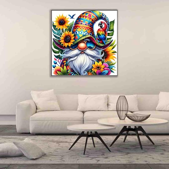 gnome cross stitch kits for adults beginner,flower counted cross stitch kits printed stitching cute patterns dimensions needlepoint art crafts embroidery kits for adults beginners (13.7x13.7 inch)